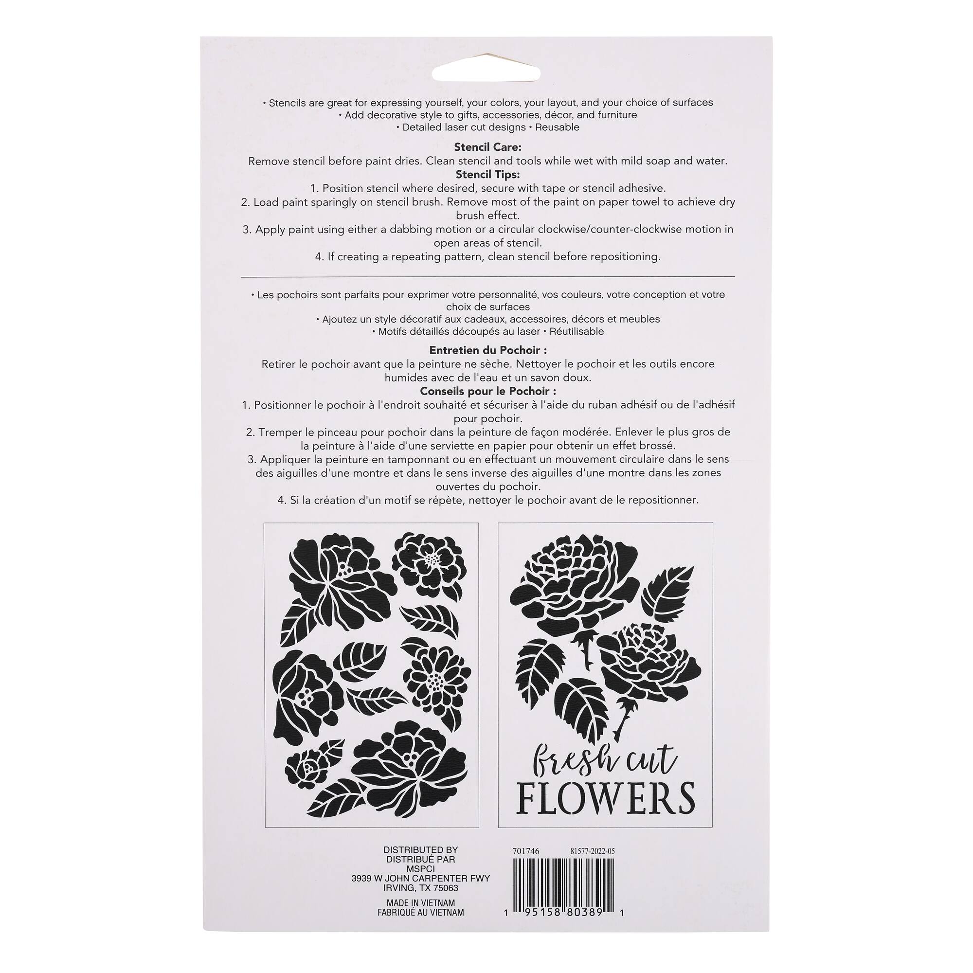 Fresh Cut Flower Plastic Stencils, 7" x 10" by Craft Smart®